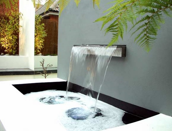water features for patio and garden design ideas white wall waterfall