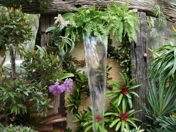 water features for small gardens green landscape flowers wood interesting element