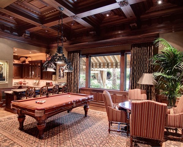 wood coffered ceiling decoration and lighting ideas