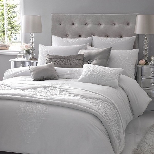 Bedroom design ideas furniture white velvet tufted headboard