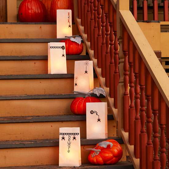cheap-halloween-decorations-paper lanterns house staircase decoration
