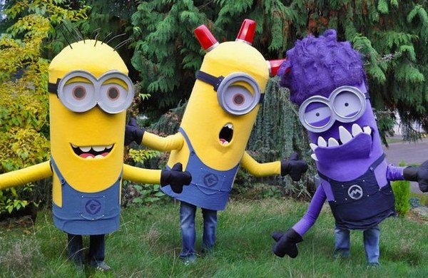 DIY cool kids halloween costumes despicable me minion halloween costume yellow purple