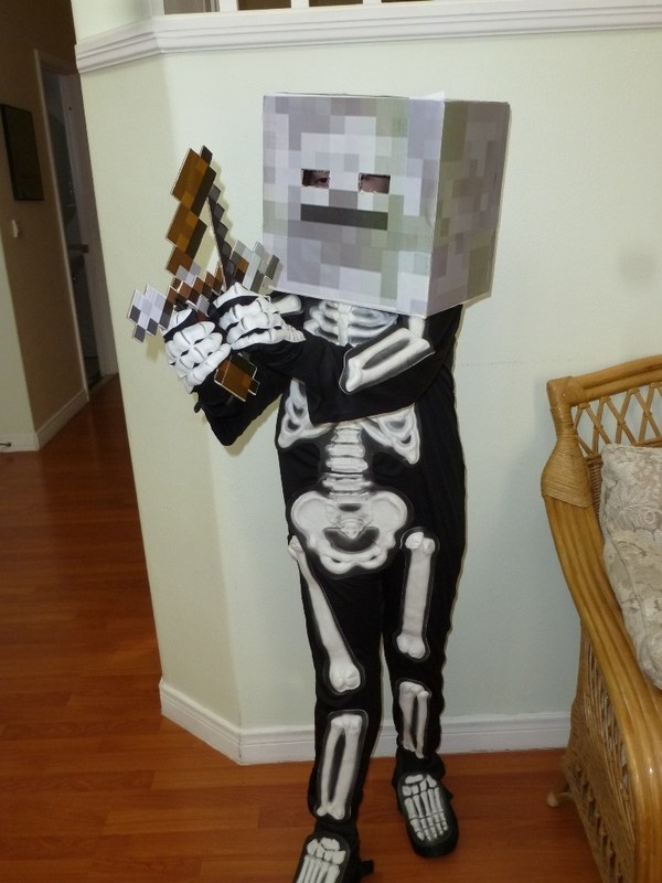 DIY minecraft skeleton costume kids halloween party ideas. 