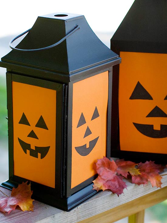 Funny-homemade-halloween-decoration-lantern pumpkins paper craft ideas