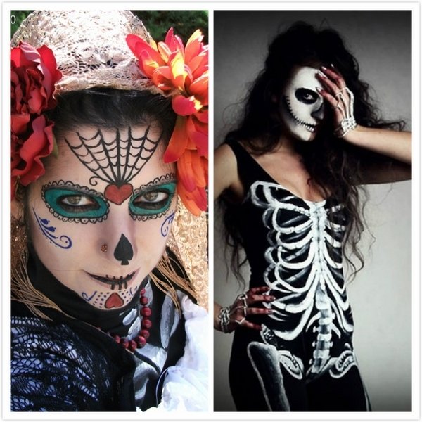 Halloween-costumes-for-women-ideas-skeleton make up ideas 