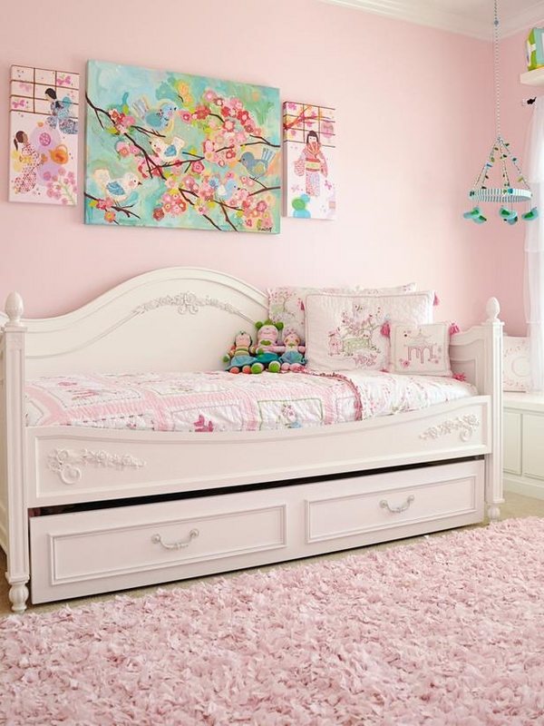 Kids room decorating daybed white pink daybed with storage drawers