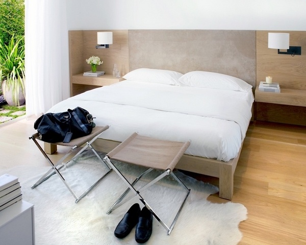 Modern bedroom furniture white cowhide wood flooring