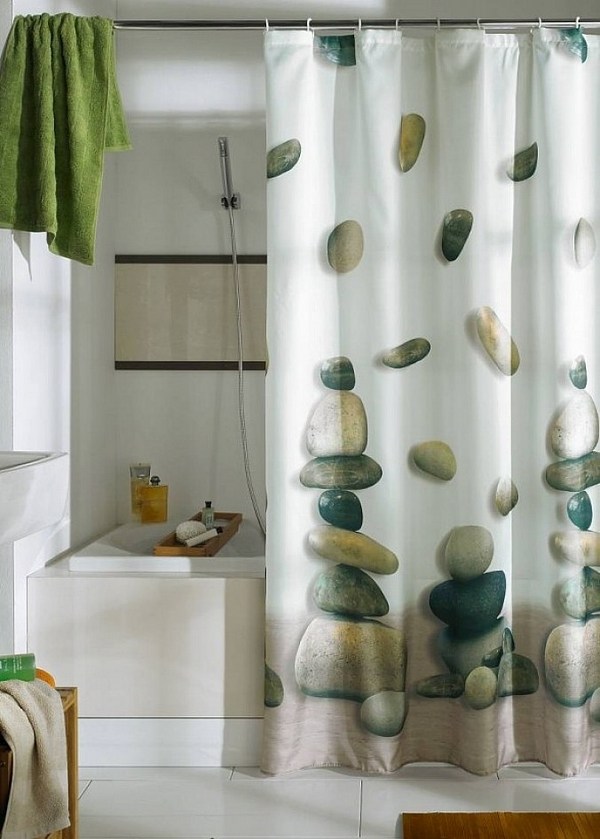 Motive stones balance bathroom shower curtains designs