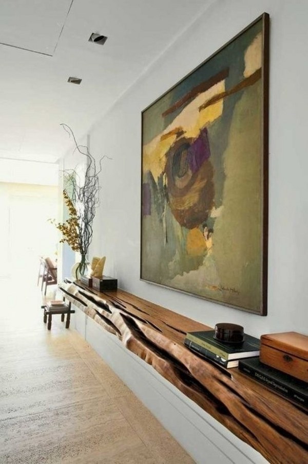 Rustic wood floating shelf modern home interior decoration ideas