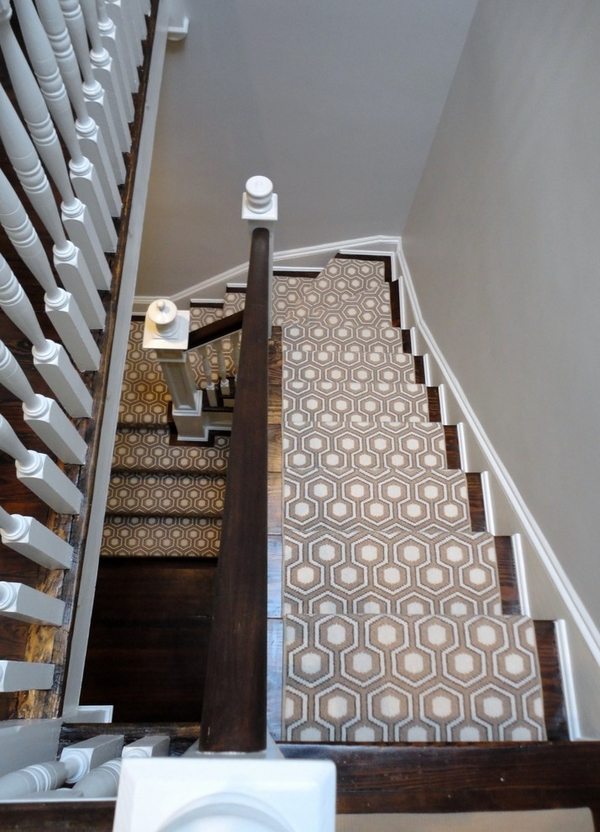 Staircase ideas geometric pattern beige white