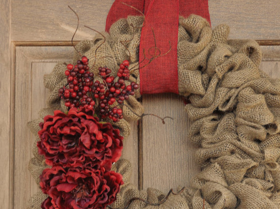 awesome burlap christmas wreath DIY christmas decorating ideas