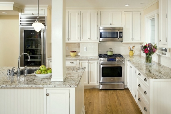beautiful white kitchen design white granite countertops stainless steel gas stove