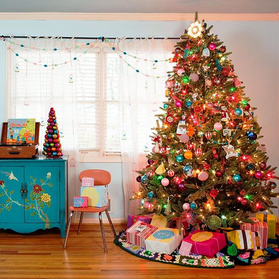 colorful tree decoration kids room christmas decorating