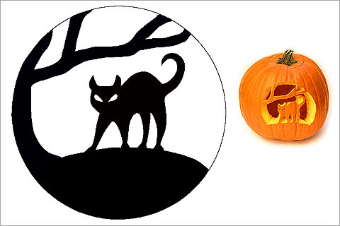 black-cat-pumpkin-carving-stencils-Halloween-decorating-ideas-pumpkin-lanterns