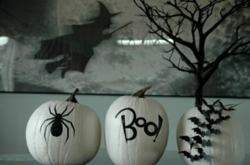 black white Halloween pumpkin design easy Halloween decoration ideas black white Halloween pumpkin design ideas