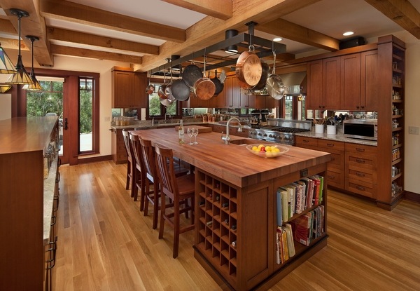 built in wood kitchen island rustic kitchen design