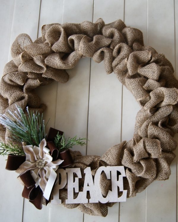 burlap-christmas-wreaths-crafts ideas homemade-decoration