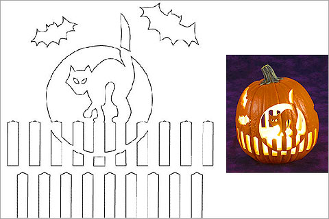 cat in the moon pumpkin-carving-stencils-Halloween-party-decorating-ideas 