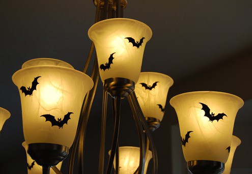cheap-halloween-decorations-paper bats chandelier decoration