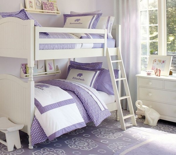 cool bunk beds designs girls bedroom furniture ideas white purple colors