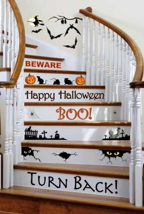 cool-creative-halloween-decorations-DIY Halloween decoration ideas stairs stickers