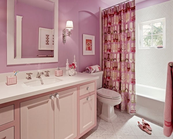 creative pink white bathroom interior