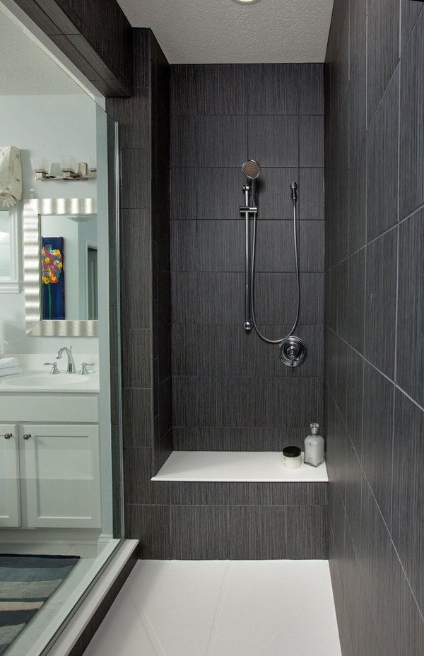 dark gray large shower tiles walk in shower ideas contemporary bathroom design