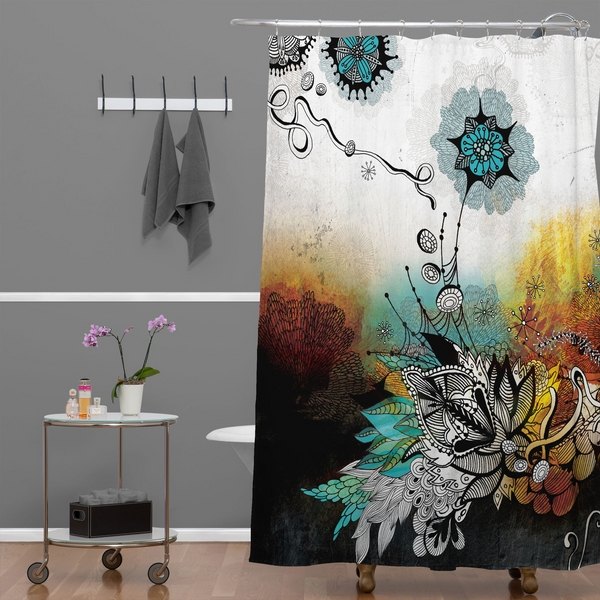 designer shower curtains ideas colorful floral motif unique bathroom decor