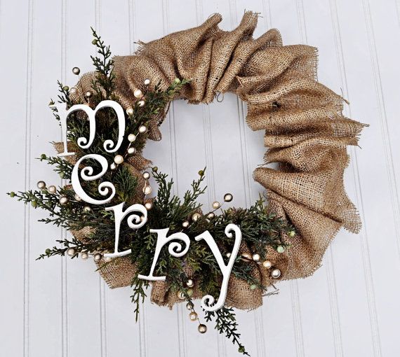 easy DIY burlap-christmas-wreaths-ideas holiday decorating front door