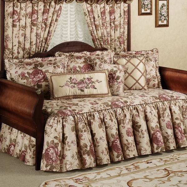 elegant daybed bedding floral motifs living room furniture ideas