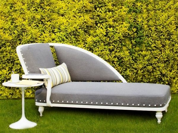 elegant outdoor day bed gray round side table patio