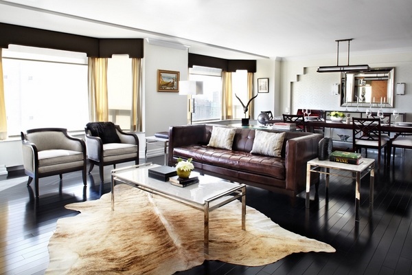  decorating with cowhide rugs ideas contemporary living room