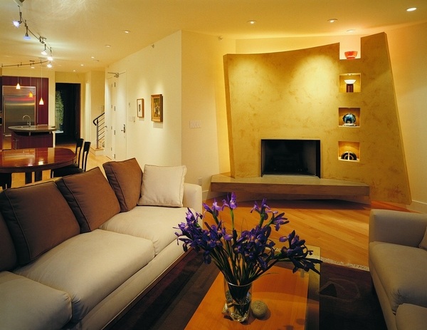 contemporary living room fireplace decorative niches