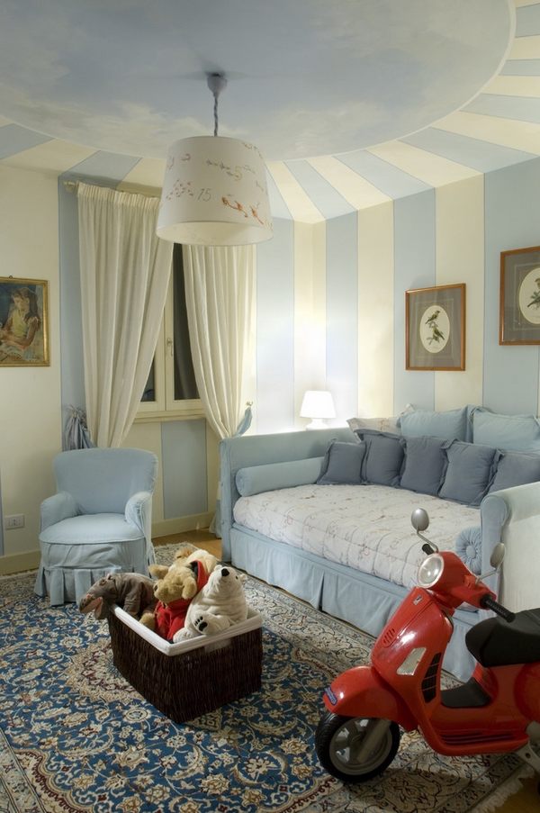 full daybed full size blue white interior kids bedroom