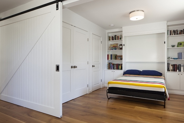 guest bedroom ideas murphy bed shelves sliding barn door