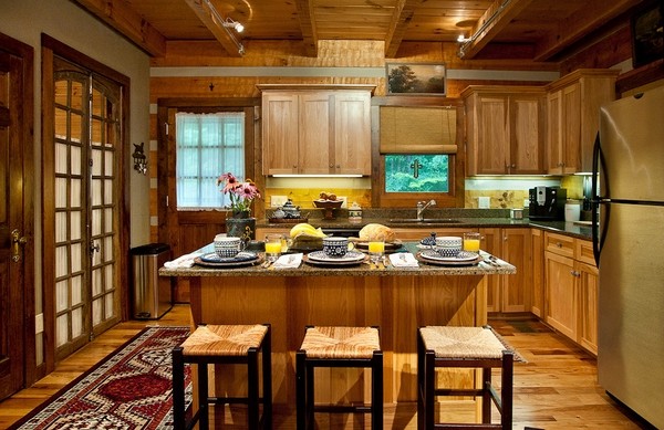 kitchen island wood flooring