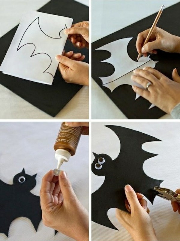 homemade-halloween-decoration-in the garden halloween paper craft ideas bats