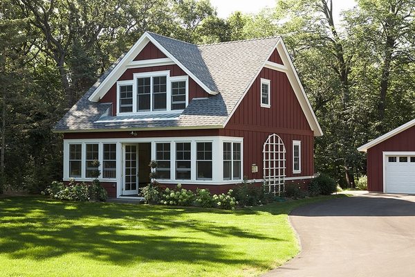 house exterior barn red white trim