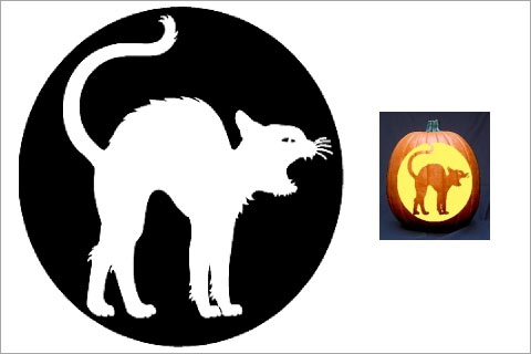 howling-cat-pumpkin-carving-stencils-Halloween-pumpkin-designs-lanterns-ideas