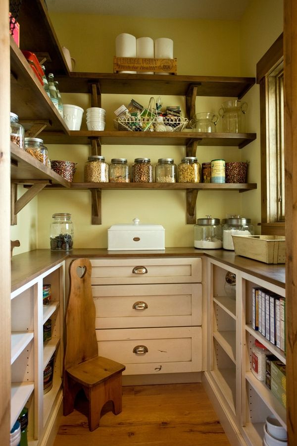kitchen food pantry ideas open shelves drawers worktop