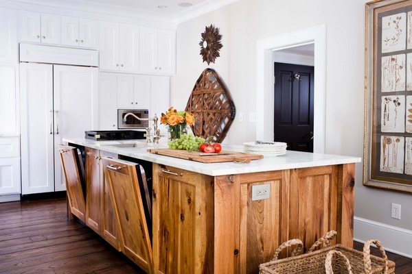 kitchen-island-ideas-hickory-cabinets-hardwood-flooring