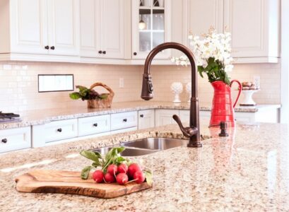 kitchen-remodel-Giallo-Ornamental-granite-countertops-white-cabinets