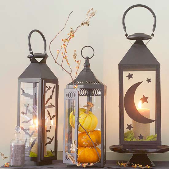 lanterns pumpkins house decorating ideas Halloween decorating