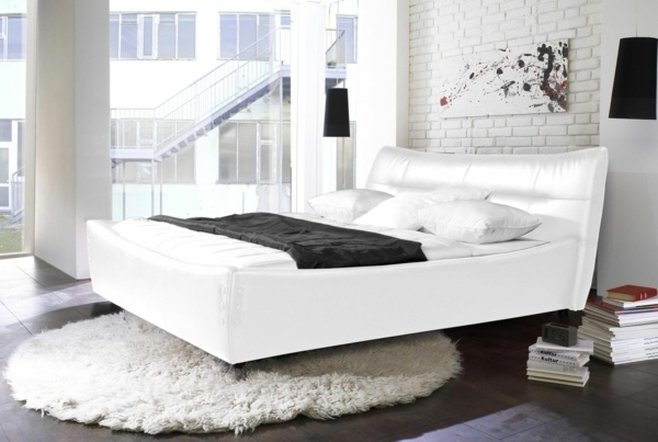 modern master bedroom designs white furniture black accents white brick wall