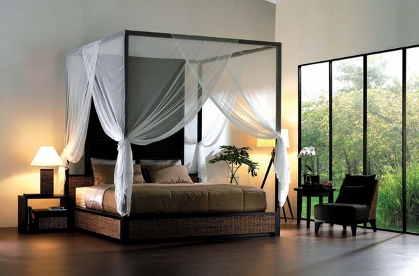 modern style canopy bed frame wicker bedroom furniture