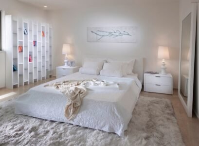 modern-white-master-bedroom-designs-wall-shelves-large-mirror