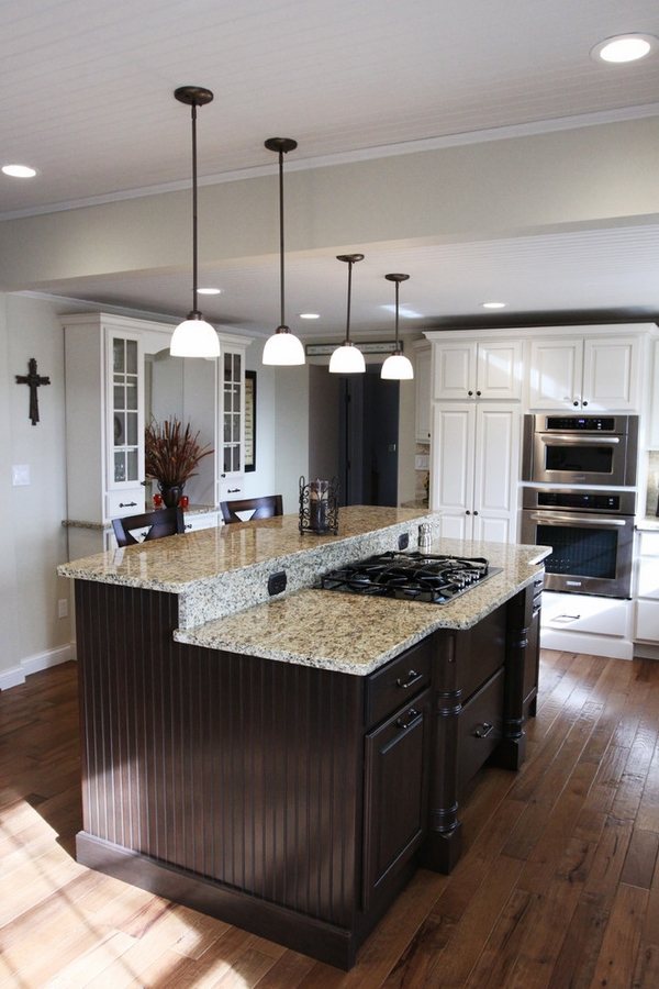  granite countertops dark kitchen island pendant lights