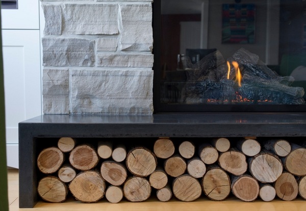 polished concrete hearth stone fireplace surround