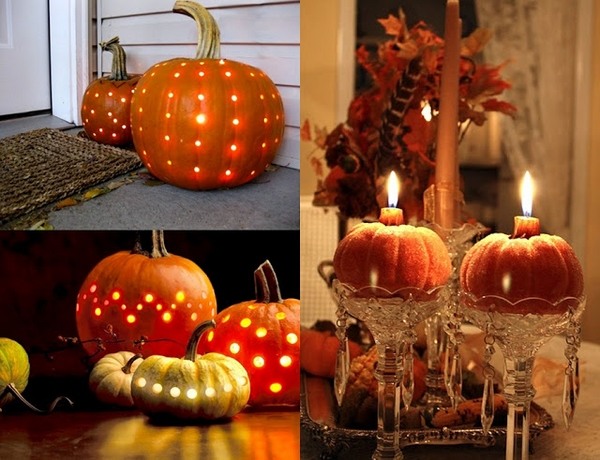 polka dott carved pumpkin cute Halloween decorating ideas