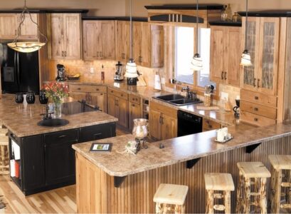 rustic-hickory-cabinets-hardwood-flooring-wood-bar-stools